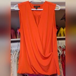 Banana Republic Sleeveless Drape Front Top - Bright Orange Size Medium